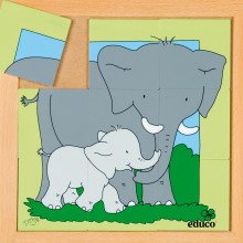 Zvieracie puzzle matka + dieťa - elephant